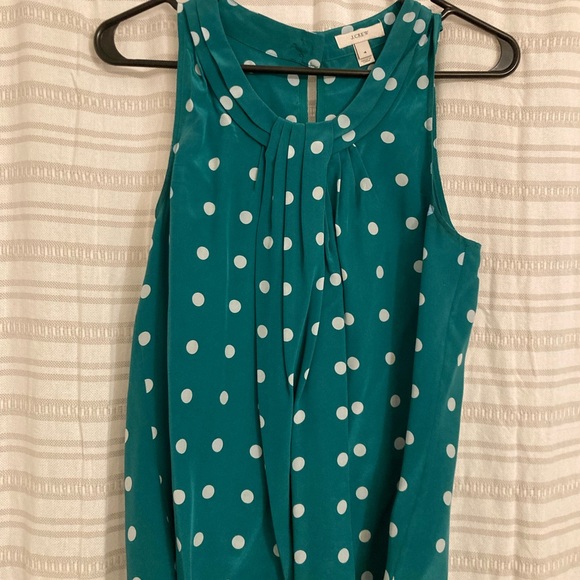 J crew teal polka dot blouse size 4 - Picture 1 of 2